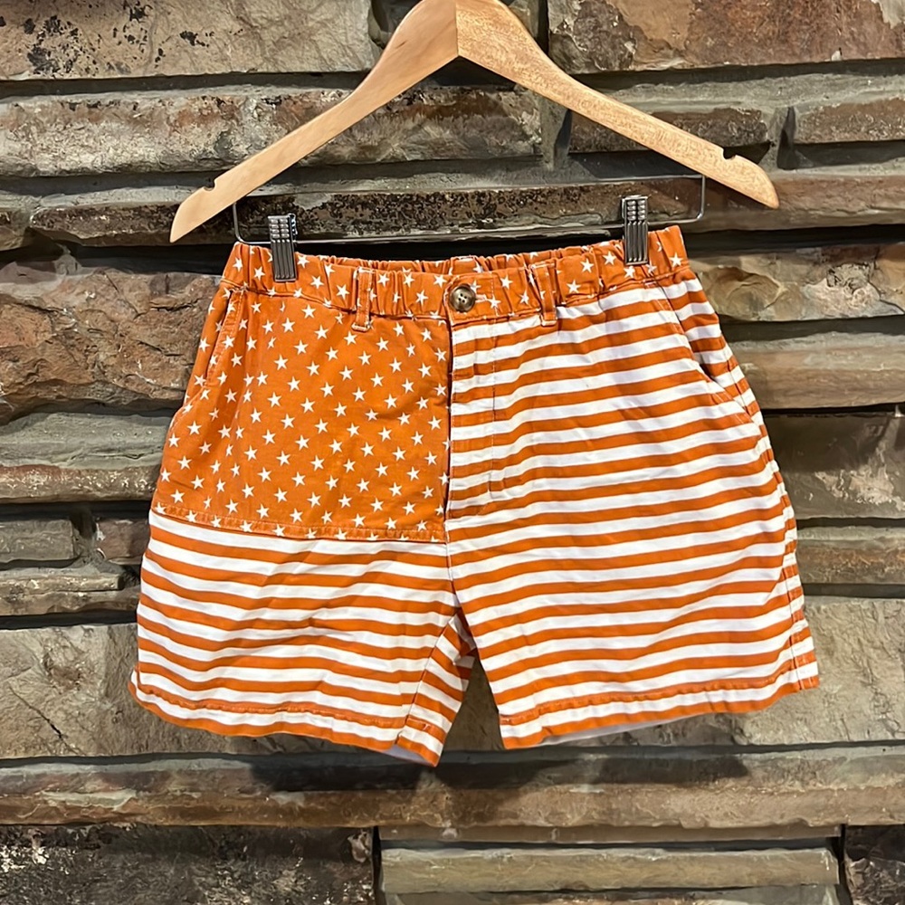 Chubbies 'Mericas 5.5" Orange and White Flag Cotton Shorts